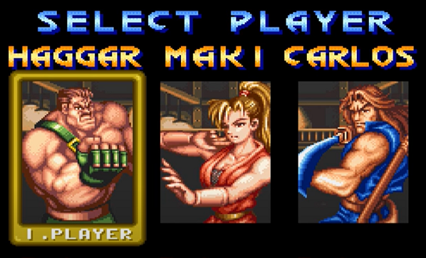 Final Fight 2 - Spieleauswahlbildschirm